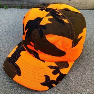 Vintage 90s DUCK BAY Camouflage Hunting Hat Men's Orange Baseball Cap One Size​